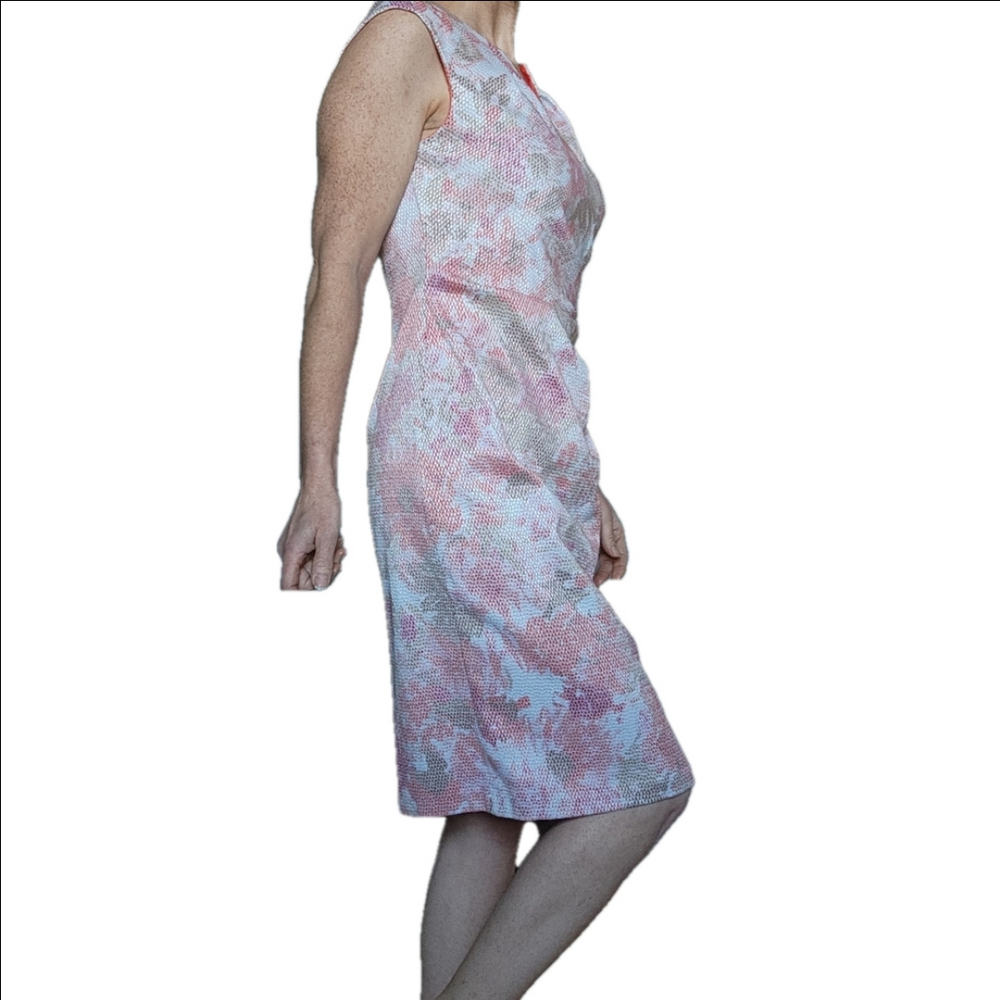 Sleeveless Dress Elegant Pastel Pinks Whites orange and Neutrals ADIANNA PAPELL - Picture 5 of 14